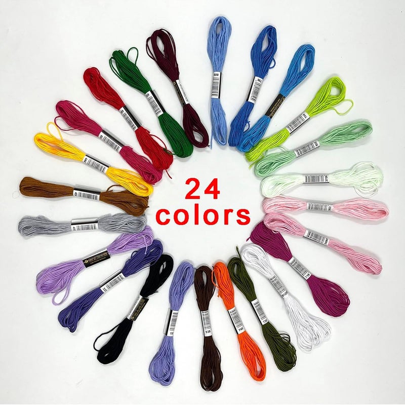 Zhenqing 24 Colors Embroidery Thread Set with DMC Codes - 8m Each Skein, Premium Cotton Sewing Floss for Cross Stitch & Needlecraft - Image 4